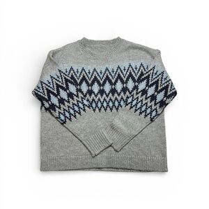 Woman's Fairisle Gray and Blue Patterned Sweater